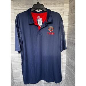 Majestic Minnesota Twins Polo Shirt Men’s XL Navy Blue MLB Licensed NWT $34.99